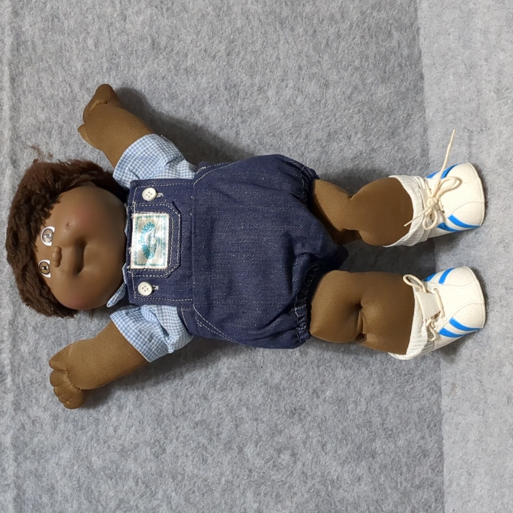 Vtg Cabbage Patch Kid Boy Doll African American W/Overalls 1978 1982